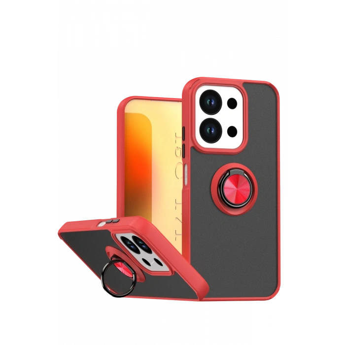 Newface Xiaomi Redmi 15C 4G Montreal Yüzüklü Silikon Kapak - Kırmızı