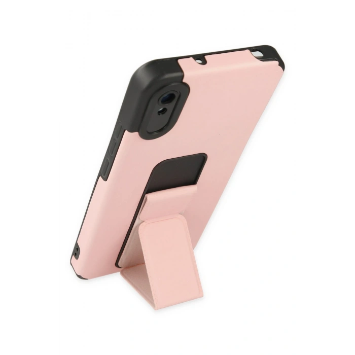 Newface Xiaomi Redmi 9A Kılıf Mega Standlı Silikon - Pudra