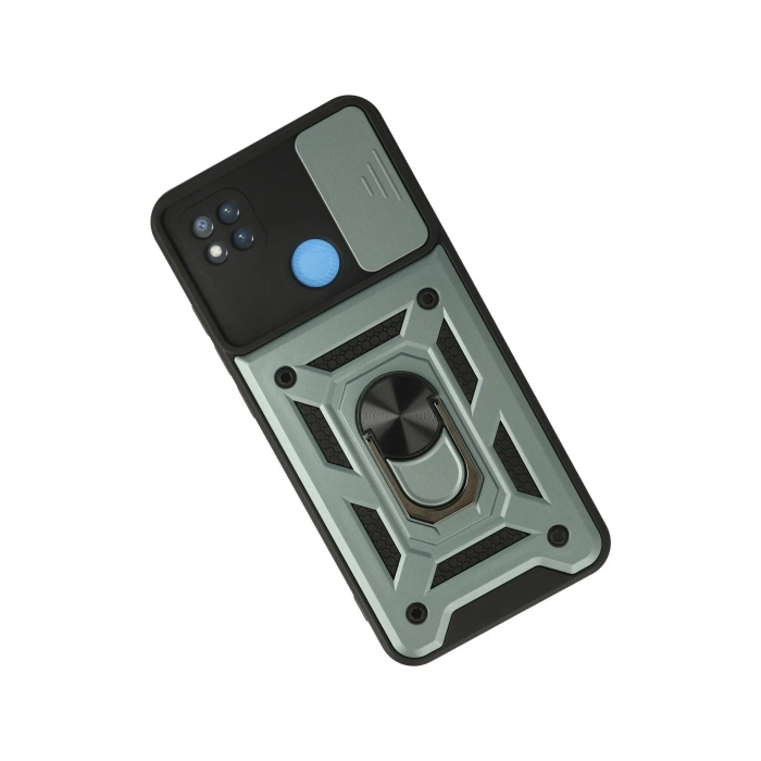 Newface Xiaomi Redmi 9C Kılıf Pars Lens Yüzüklü Silikon - Yeşil