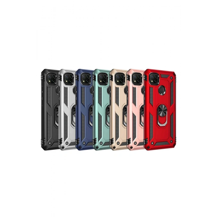 Newface Xiaomi Redmi 9C Kılıf Sofya Yüzüklü Silikon Kapak - Gold