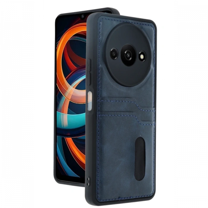 Newface Xiaomi Redmi A3 4G Kılıf Sara Kartvizitli Deri Kılıf - Lacivert