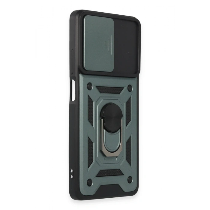 Newface Xiaomi Redmi Note 12 Pro 5G Kılıf Pars Lens Yüzüklü Silikon - Yeşil