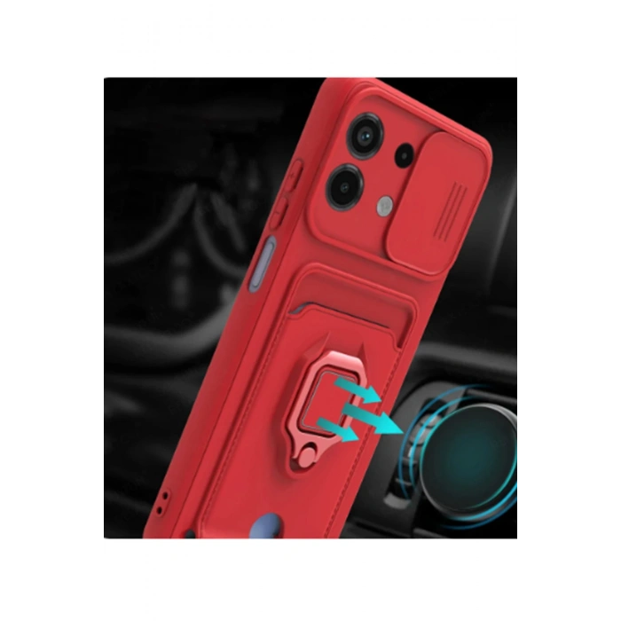 Newface Xiaomi Redmi Note 13 4G Kılıf Zuma Kartvizitli Yüzüklü Silikon - Lacivert