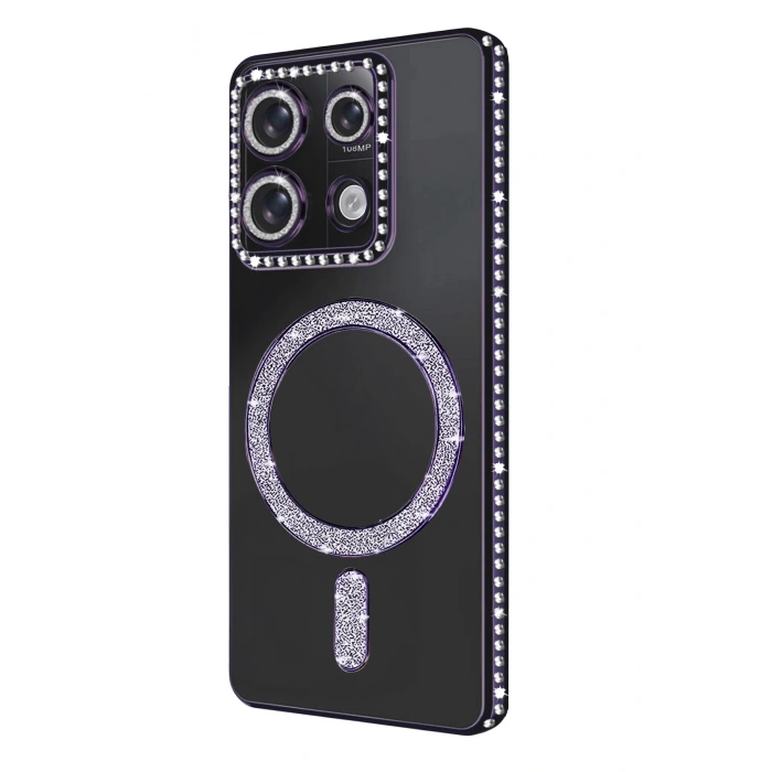 Newface Xiaomi Redmi Note 13 Pro 4G Joke Simli Magneticsafe Kılıf - Derin Mor