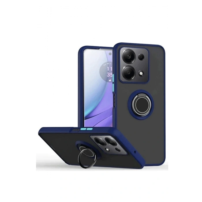 Newface Xiaomi Redmi Note 13 Pro 5G Kılıf Montreal Yüzüklü Silikon Kapak - Lacivert