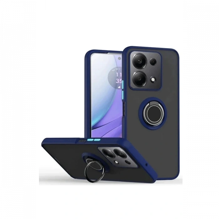 Newface Xiaomi Redmi Note 13 Pro 5G Kılıf Montreal Yüzüklü Silikon Kapak - Lacivert