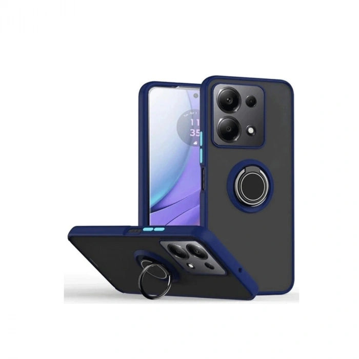 Newface Xiaomi Redmi Note 13 Pro 5G Kılıf Montreal Yüzüklü Silikon Kapak - Lacivert