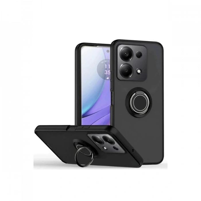 Newface Xiaomi Redmi Note 13 Pro 5G Kılıf Montreal Yüzüklü Silikon Kapak - Siyah