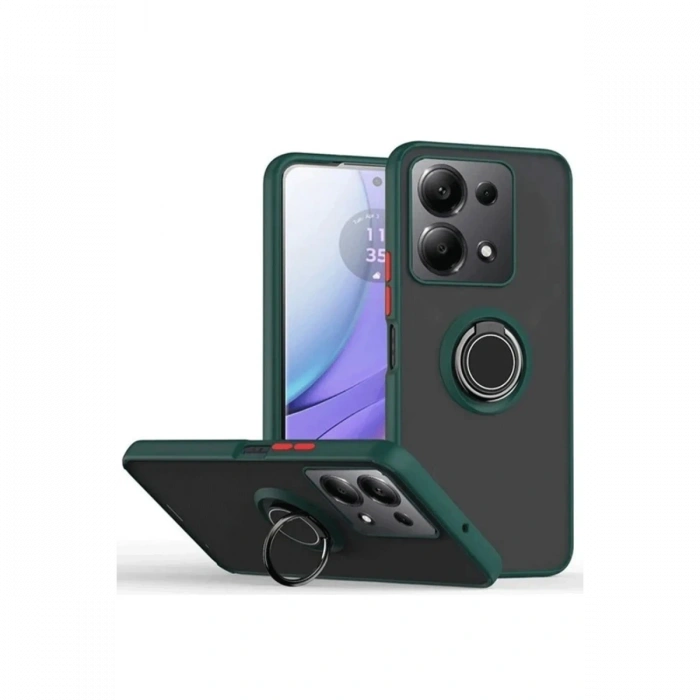 Newface Xiaomi Redmi Note 13 Pro 5G Kılıf Montreal Yüzüklü Silikon Kapak - Yeşil