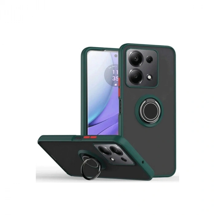 Newface Xiaomi Redmi Note 13 Pro 5G Kılıf Montreal Yüzüklü Silikon Kapak - Yeşil