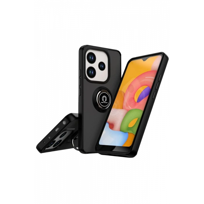 Newface Xiaomi Redmi Note 14 4G Montreal Yüzüklü Silikon Kapak - Siyah