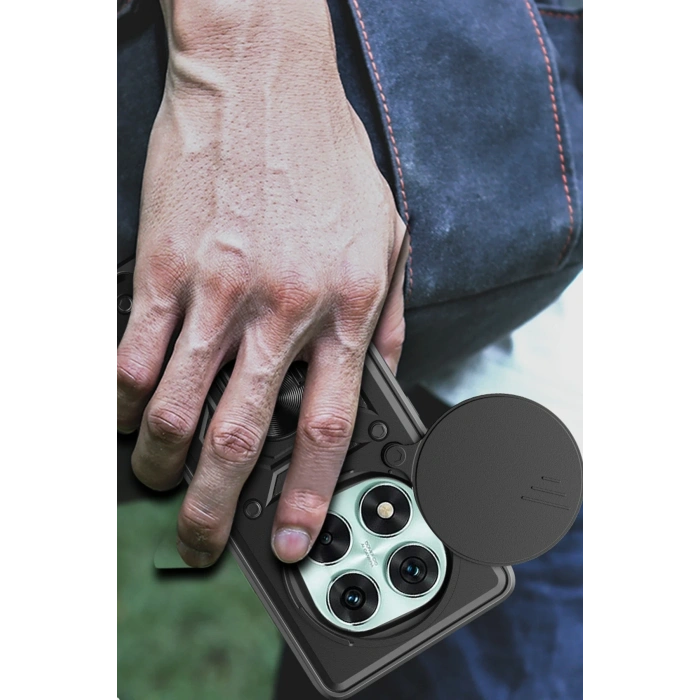 Newface Xiaomi Redmi Note 14 Pro 4G Kılıf Pars Lens Yüzüklü Silikon - Lacivert