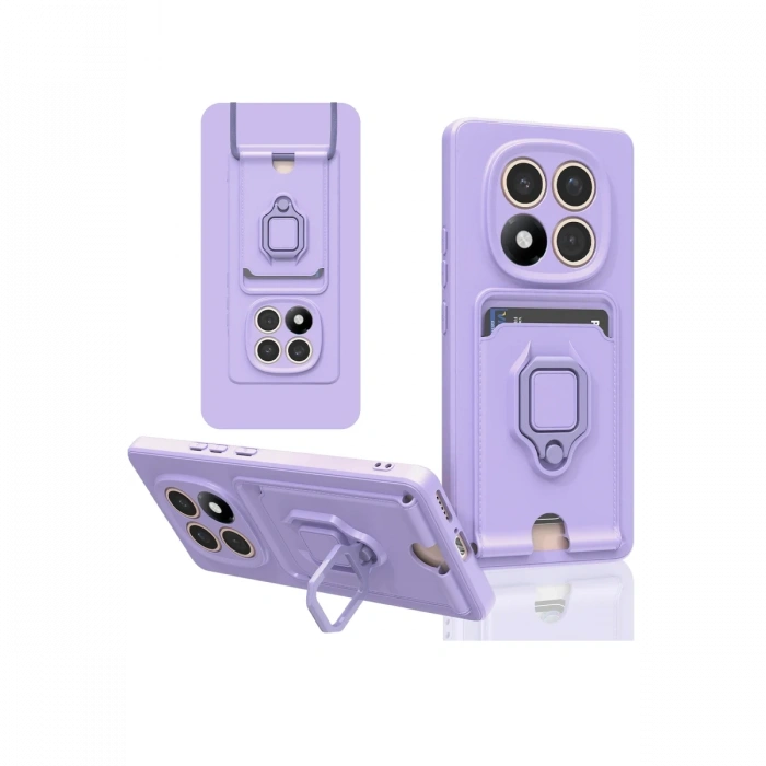 Newface Xiaomi Redmi Note 14 Pro 4G Kılıf Zuma Kartvizitli Yüzüklü Silikon - Lila