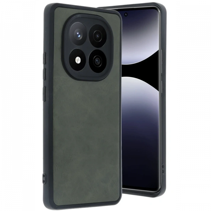 Newface Xiaomi Redmi Note 14 Pro 5G Kılıf Aras Deri Kapak - Koyu Yeşil