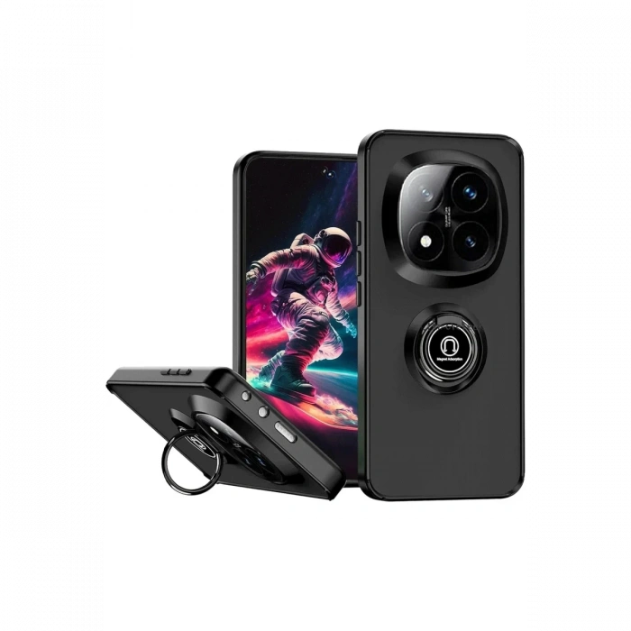 Newface Xiaomi Redmi Note 14 Pro 5G Kılıf Montreal Yüzüklü Silikon Kapak - Siyah