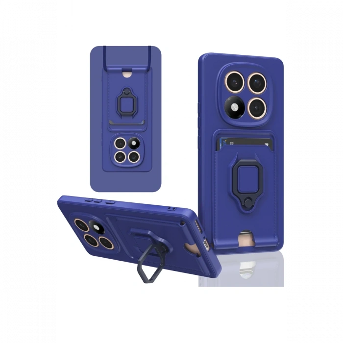 Newface Xiaomi Redmi Note 14 Pro 5G Kılıf Zuma Kartvizitli Yüzüklü Silikon - Lacivert