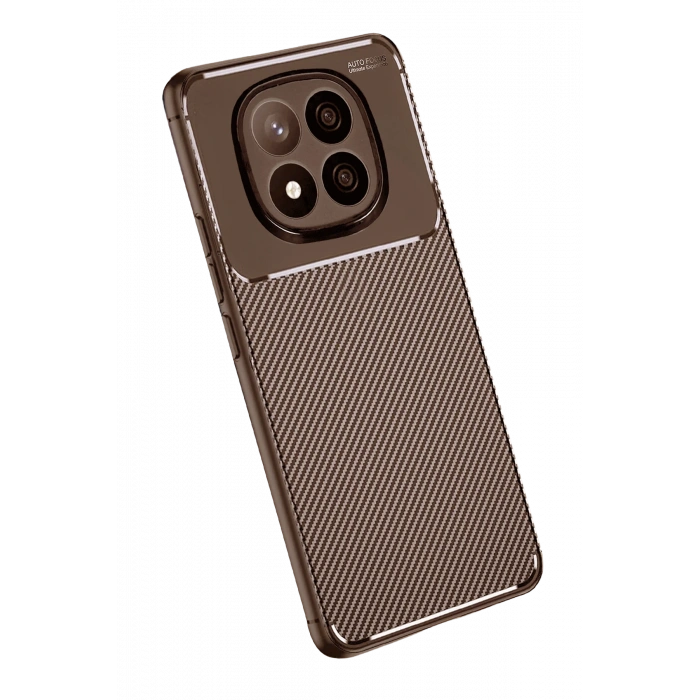 Newface Xiaomi Redmi Note 14 Pro Plus Kılıf Auto Focus Karbon Kapak - Kahverengi