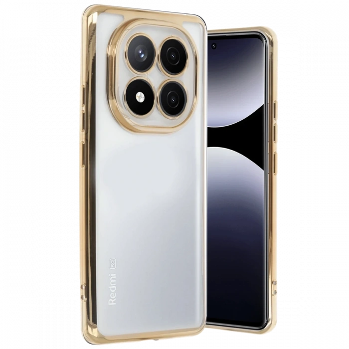 Newface Xiaomi Redmi Note 14 Pro Plus Kılıf Razer Lensli Silikon - Gold
