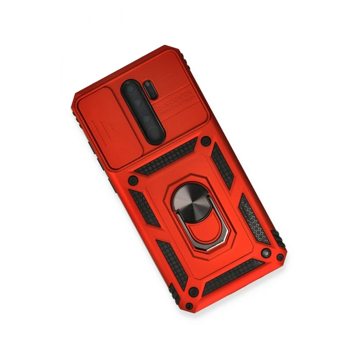 Newface Xiaomi Redmi Note 8 Pro Kılıf Pars Lens Yüzüklü Silikon - Kırmızı