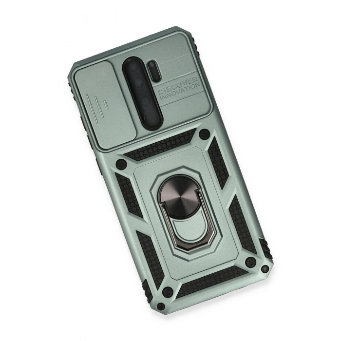 Newface Xiaomi Redmi Note 8 Pro Kılıf Pars Lens Yüzüklü Silikon - Yeşil