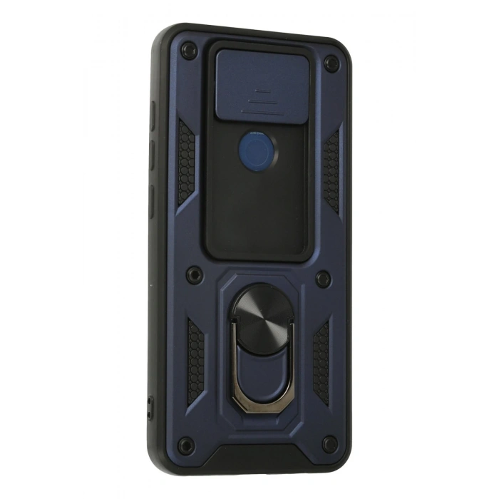 Newface Xiaomi Redmi Note 9 Kılıf Pars Lens Yüzüklü Silikon - Lacivert