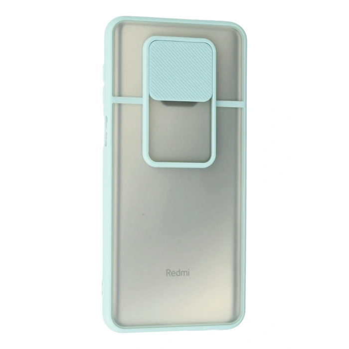 Newface Xiaomi Redmi Note 9 Pro Kılıf Palm Buzlu Kamera Sürgülü Silikon - Turkuaz