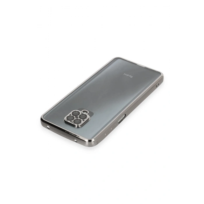 Newface Xiaomi Redmi Note 9 Pro Kılıf Razer Lensli Silikon - Gümüş