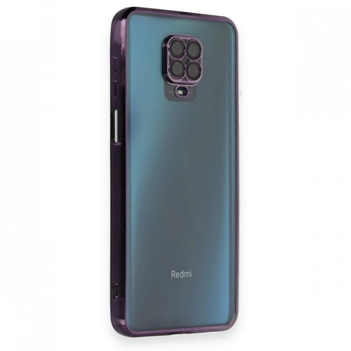 Newface Xiaomi Redmi Note 9 Pro Kılıf Razer Lensli Silikon - Mor