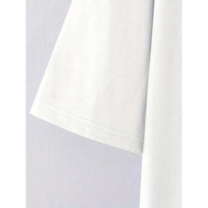 No Risk No Story Baskılı Oversize Bisiklet Yaka T-shirt - Beyaz