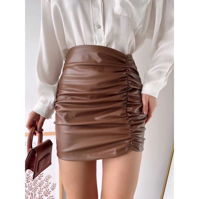 Önden büzgülü etek taba h24210