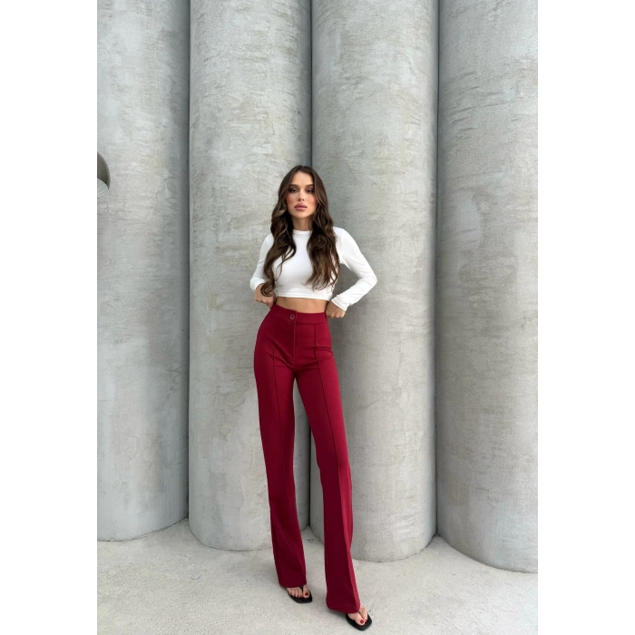 Önü cumalı ithal krep pantolon