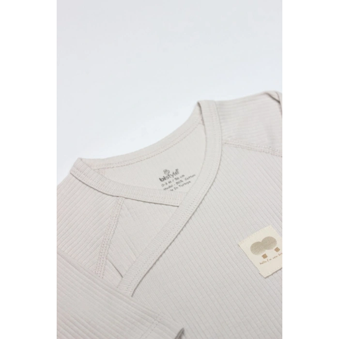 Organic Modal Flying Balloons Kruvaze Uzun Kol Body BS17121 Bej