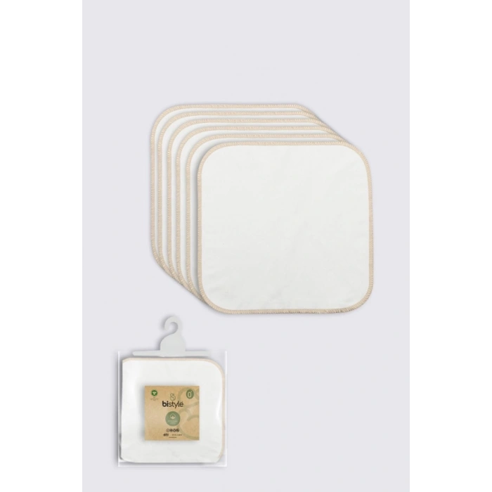 Organik 28x28 6Lı Penye Mendil 90103 Ekru