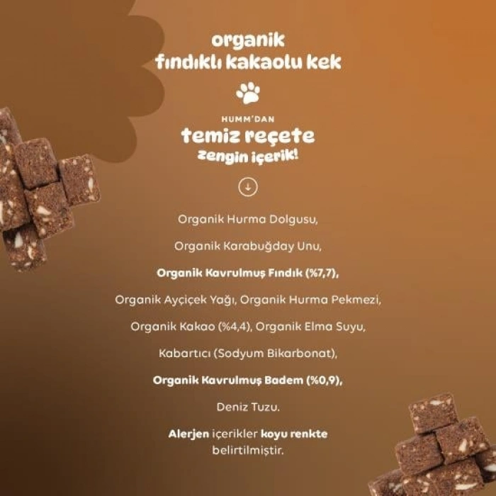 Organik Fındıklı Kakaolu Vegan Kek 30 Gr