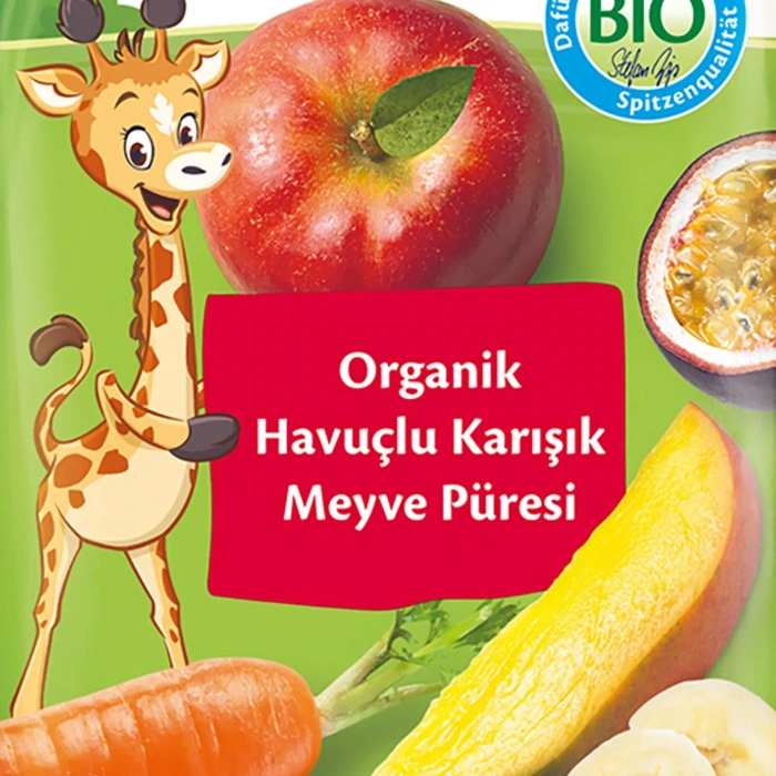 Organik Havuçlu Karışık Meyve Püresi 100 Gr