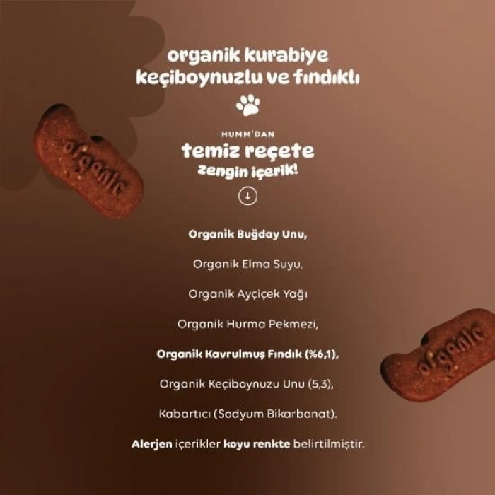 Organik Keçiboynuzlu ve Fındıklı Vegan Kurabiye 55 Gr