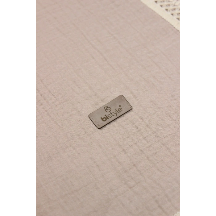 Organik Müslin 80x90 Fistolu Battaniye 70112 Bej