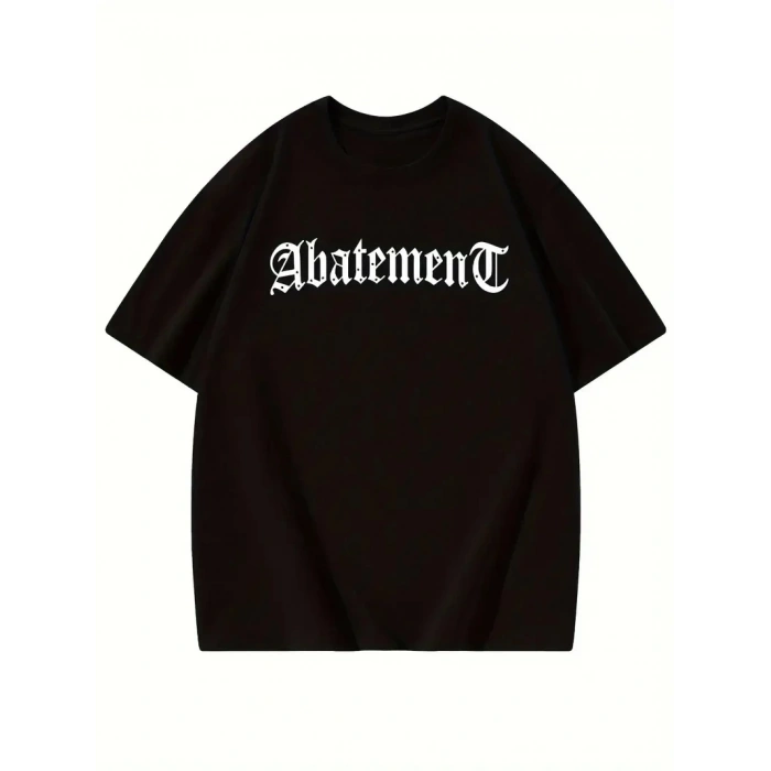 ÖRÜMCEK AĞI DESENLİ BASKILI OVERSİZE BİSİKLET YAKA T-SHİRT - SİYAH