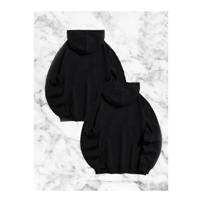 ÖRÜMCEK BASKILI SEVGİLİ ÇİFT KOMBİNİ KAPÜŞONLU SWEATSHİRT & HODİE - SİYAH