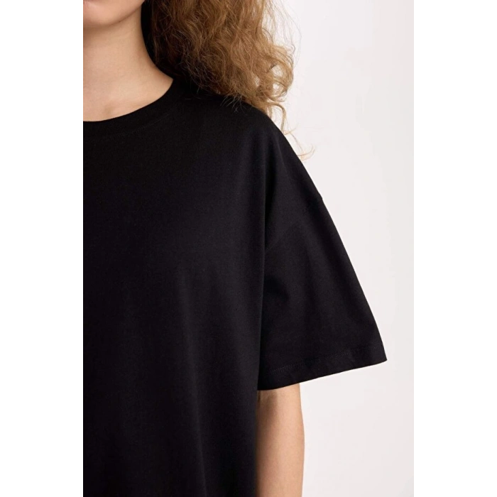 Oversize Fit Kısa Kollu Basic %100 Pamuk Tişört