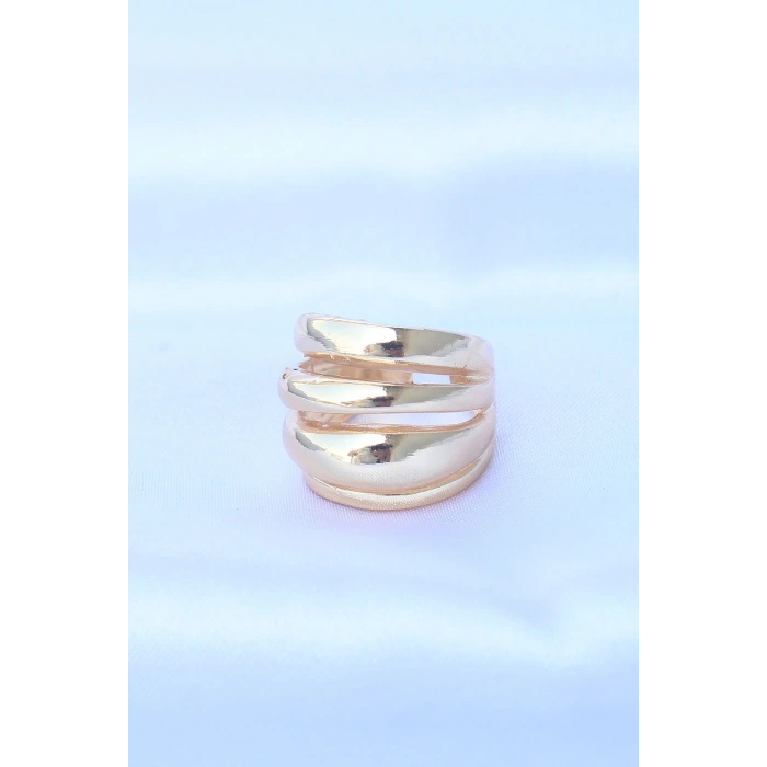 Pirinç Gold Renk Ayarlanabilir Tırtıklı Bombe Yüzük