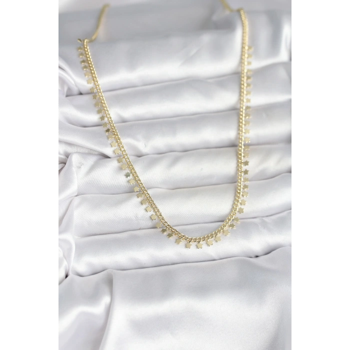 Pirinç Gold Renk Sıralı Yıldız Kadın Kolye