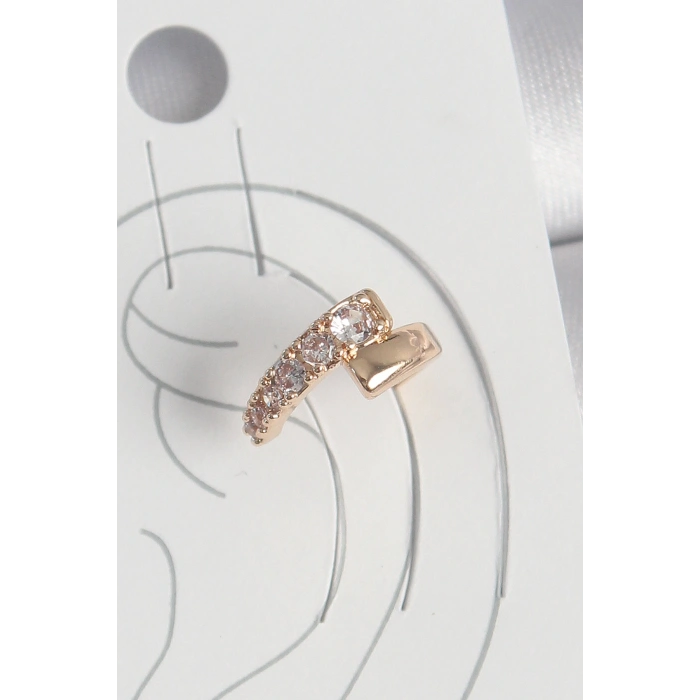 Pirinç Gold Renk Zirkon Taşlı Kadın Kıkırdak Küpe