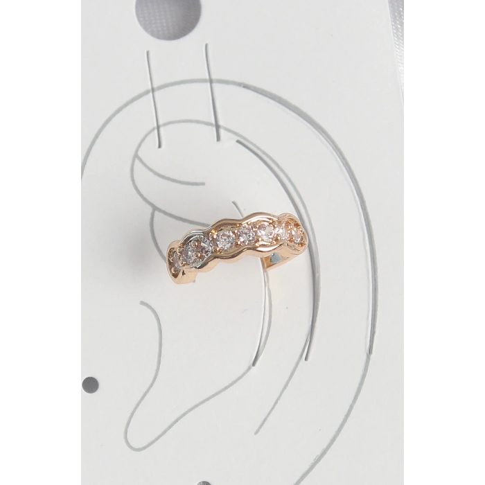 Pirinç Gold Renk Zirkon Taşlı Kadın Kıkırdak Küpe