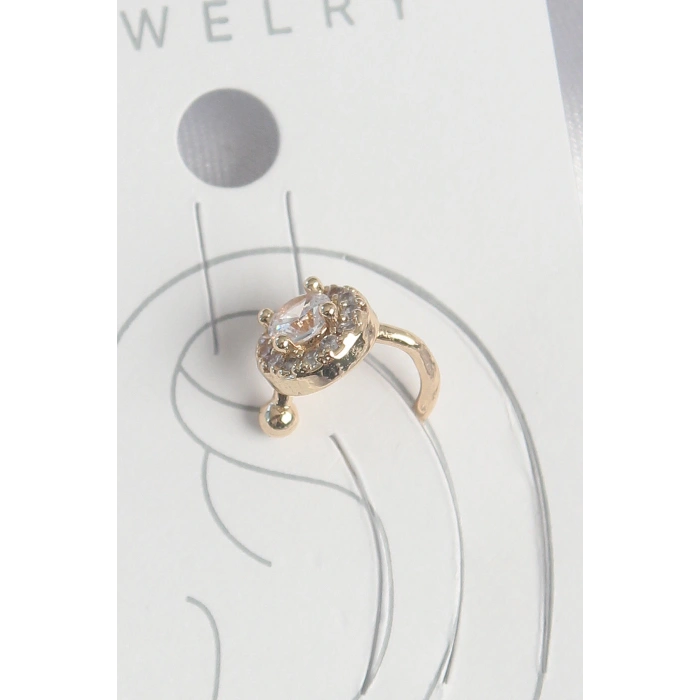 Pirinç Gold Renk Zirkon Taşlı Kadın Kıkırdak Küpe