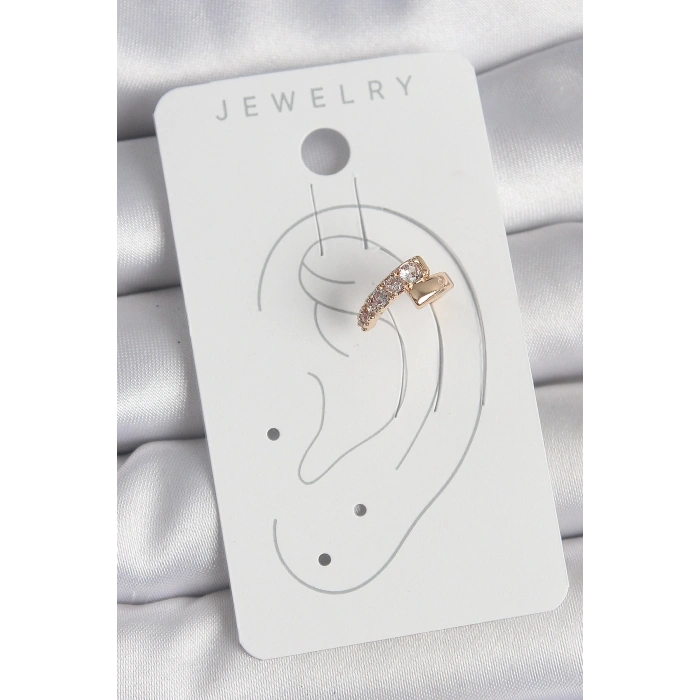 Pirinç Gold Renk Zirkon Taşlı Kadın Kıkırdak Küpe