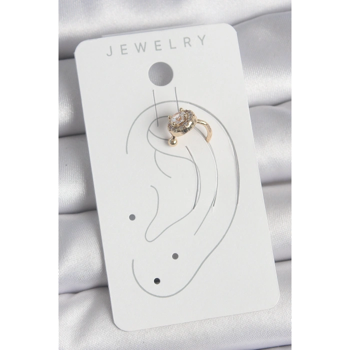 Pirinç Gold Renk Zirkon Taşlı Kadın Kıkırdak Küpe