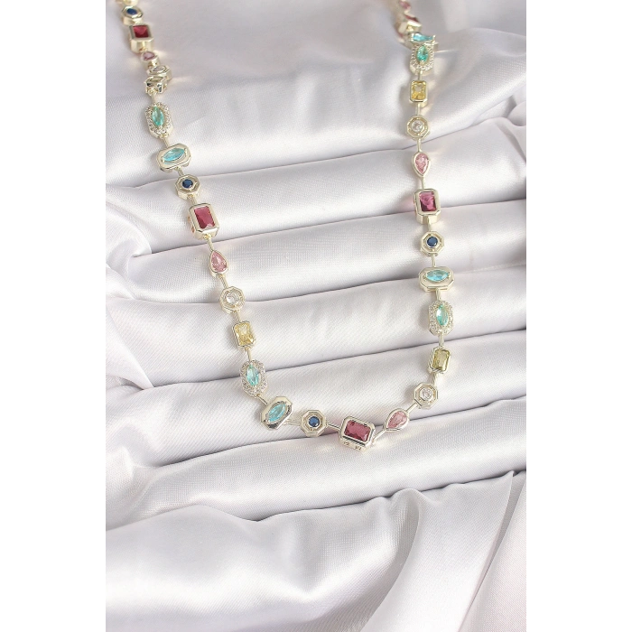 Pirinç Gold Renk Zirkon Taşlı VIP Seri Kadın Kolye