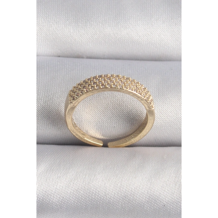 Pirinç Gold Renk Zirkon Taşlı VIP Seri Kadın Yüzük