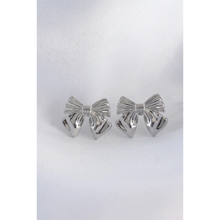 Pirinç Gümüş Renk Fiyonk Küpe